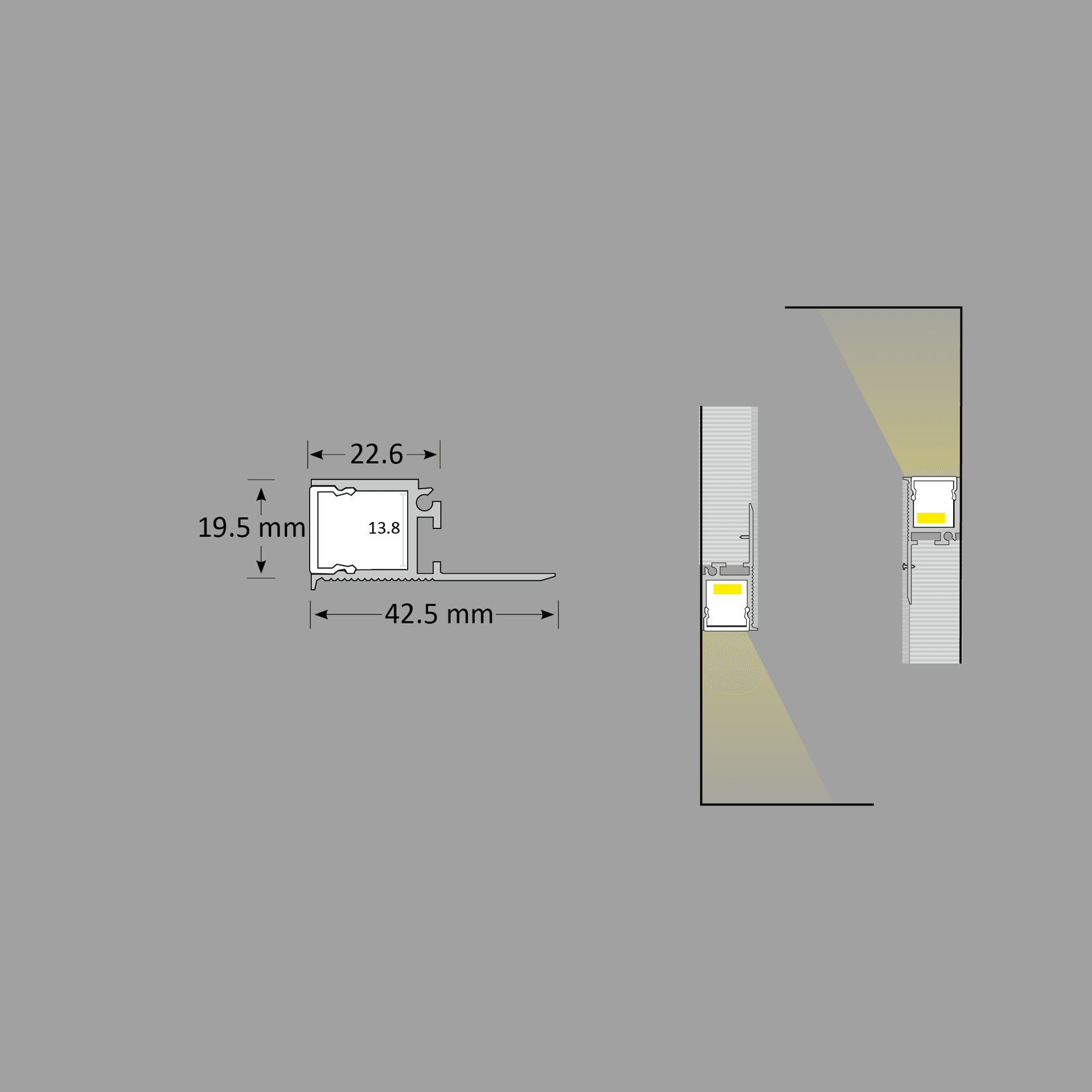 TL023 Plaster-In Trimless Cove Lighting LED Extrusion gallery detail image