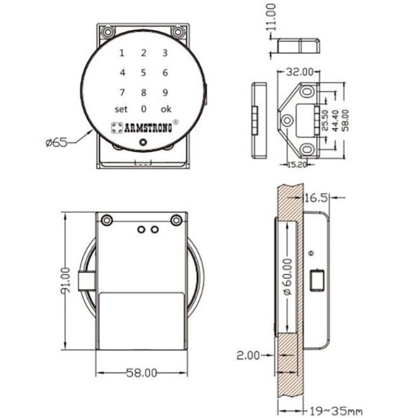 Armstrong Smart Digital Lock with Touch Panel gallery detail image
