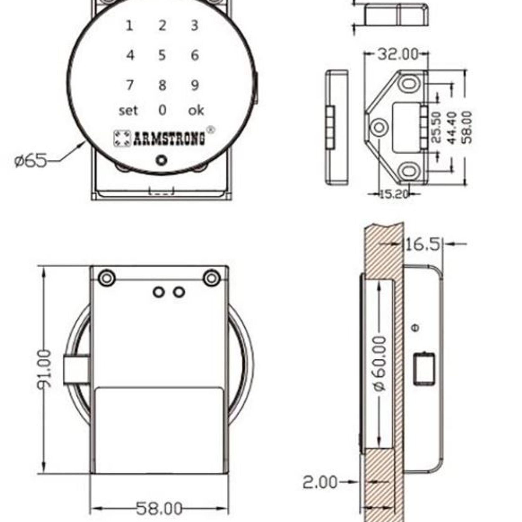 Armstrong Smart Digital Lock with Touch Panel gallery detail image
