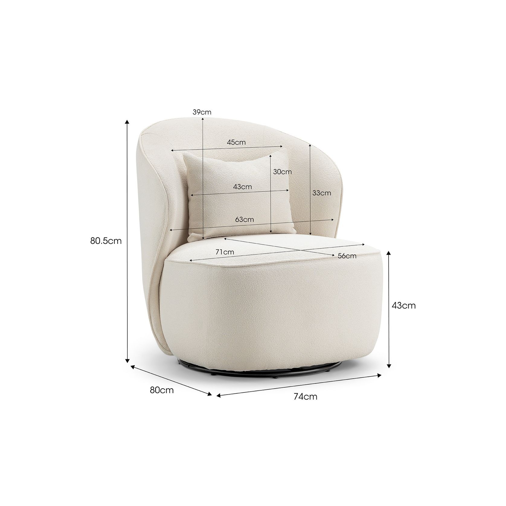 Zuri Swivel Lounge Chair | Bouclé Cream gallery detail image