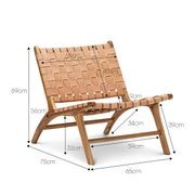 Lazie Leather Strapping Lounge Chair | Teak & Natural Tan gallery detail image