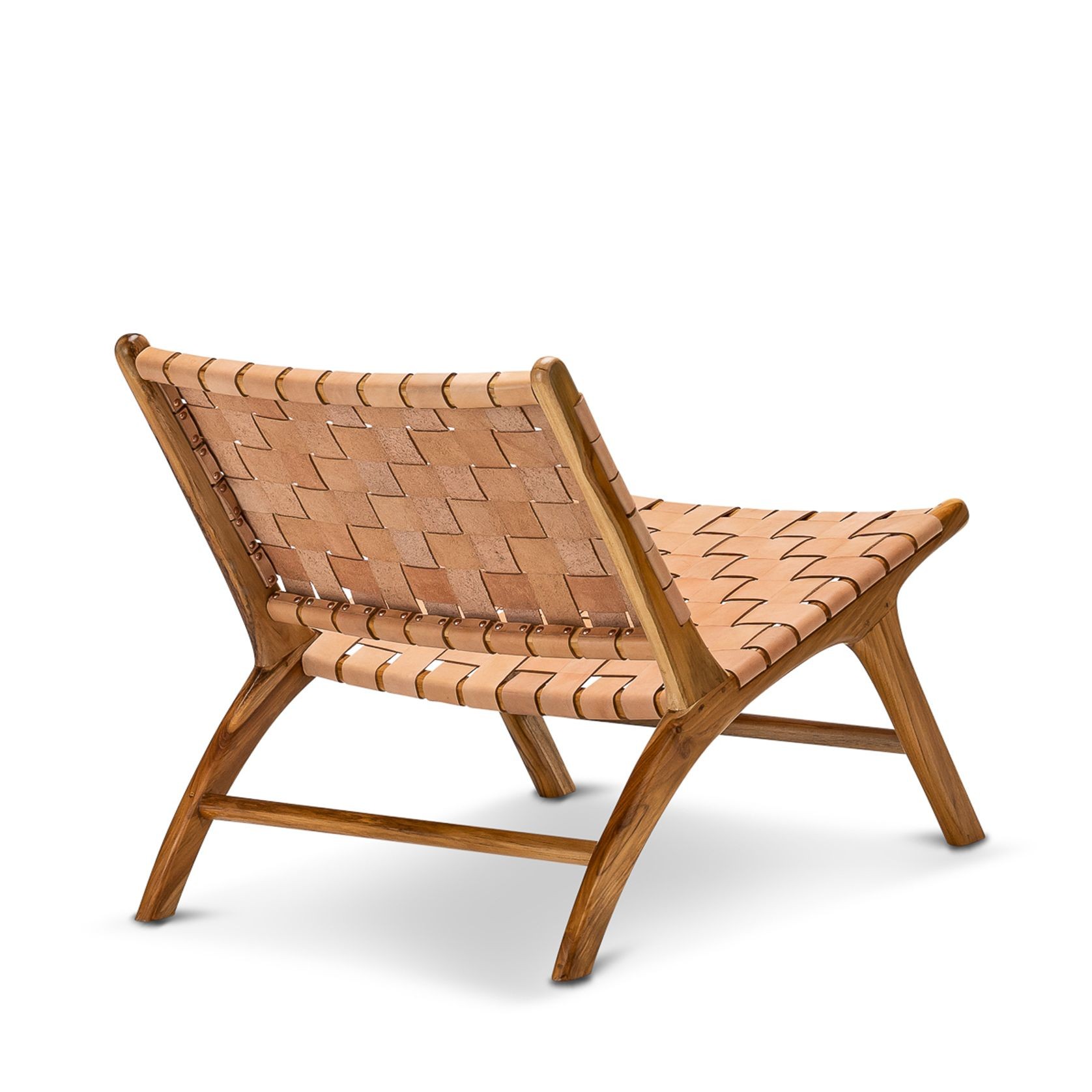 Lazie Leather Strapping Lounge Chair | Teak & Natural Tan gallery detail image