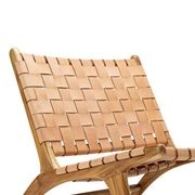 Lazie Leather Strapping Lounge Chair | Teak & Natural Tan gallery detail image