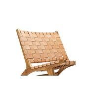 Lazie Leather Strapping Lounge Chair | Teak & Natural Tan gallery detail image