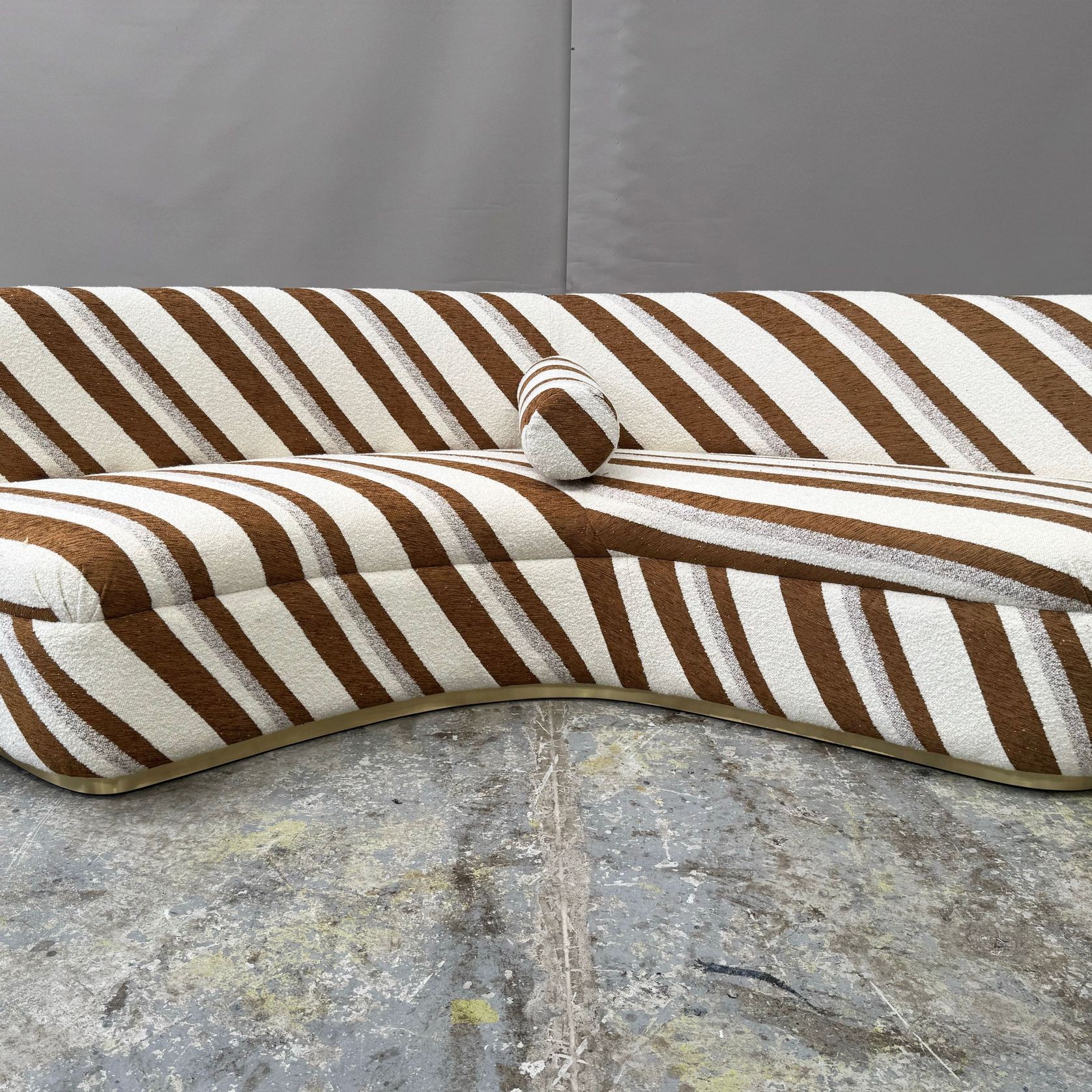 Striped Semi-Circular Mid Century Sofa gallery detail image
