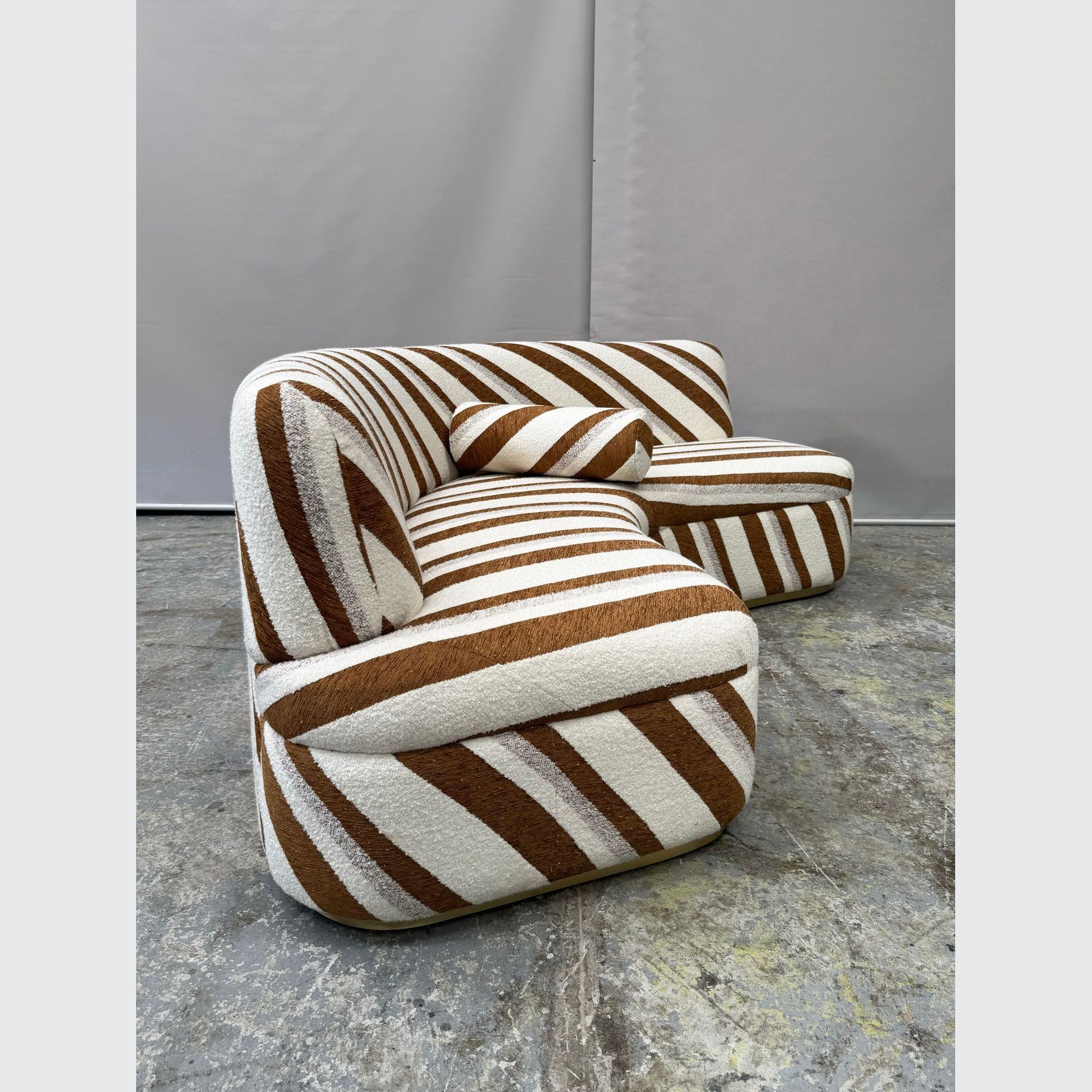 Striped Semi-Circular Mid Century Sofa gallery detail image