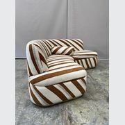 Striped Semi-Circular Mid Century Sofa gallery detail image