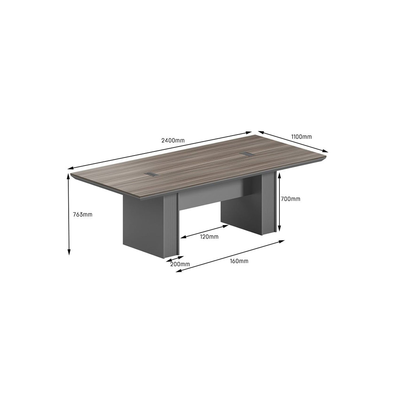 MADDOK Boardroom Table 2.4M - Chocolate & Charcoal Grey gallery detail image