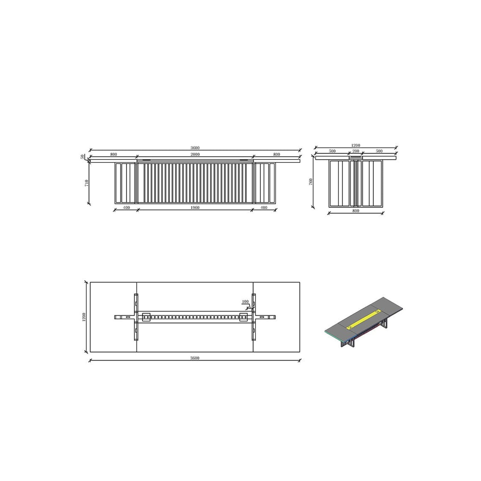 VIDAL Boardroom Table 3.6cm x 1.2m - Warm Oak & Black gallery detail image