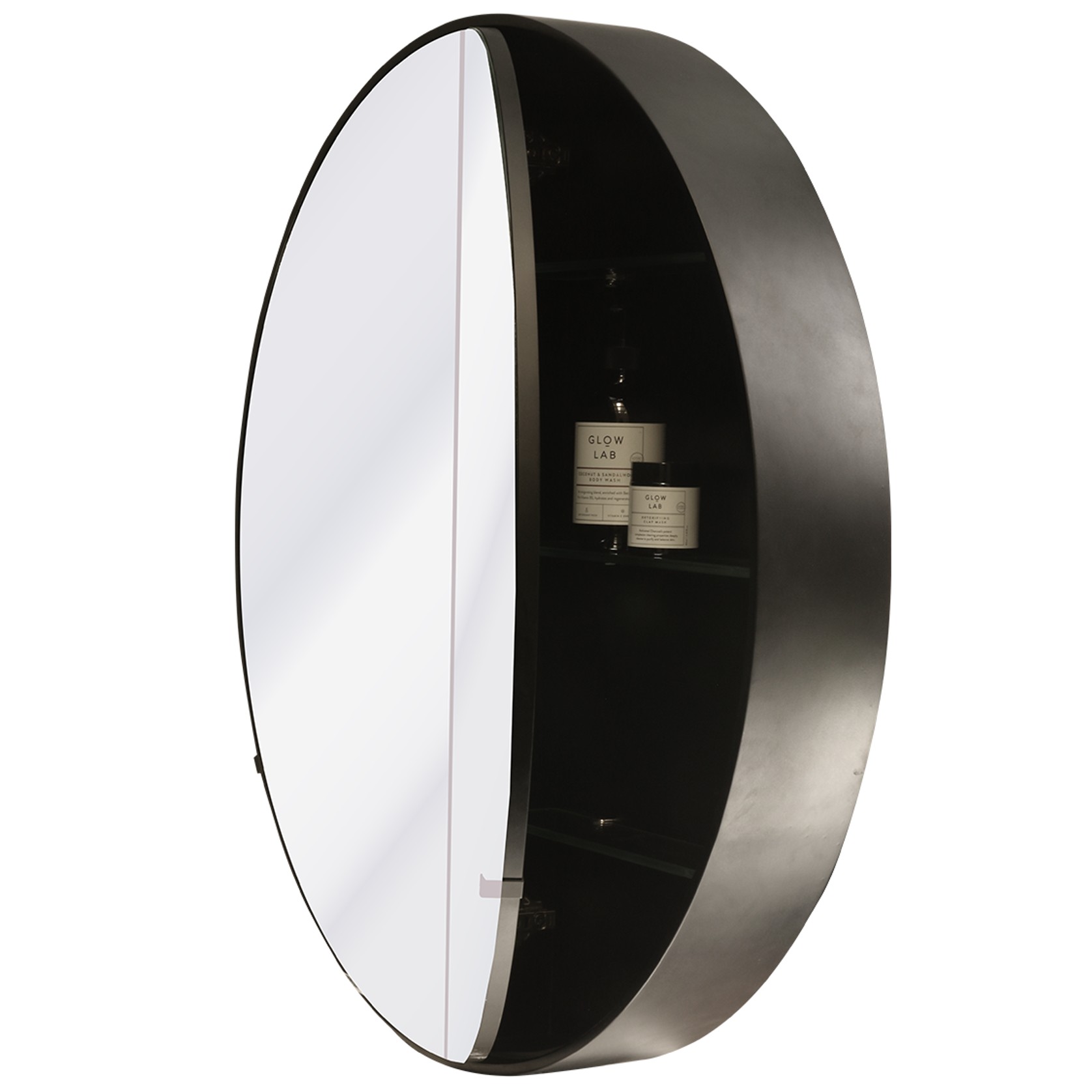 Kzoao 900mm Round Black Mirror Cabinet gallery detail image