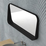 1100mm Rectangle Matte Black Mirror With Shelf gallery detail image