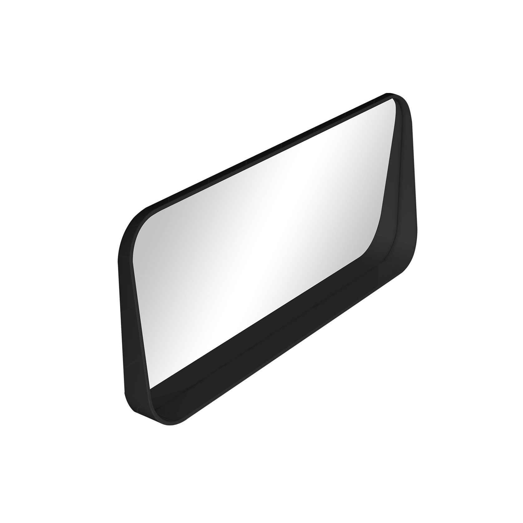 1100mm Rectangle Matte Black Mirror With Shelf gallery detail image
