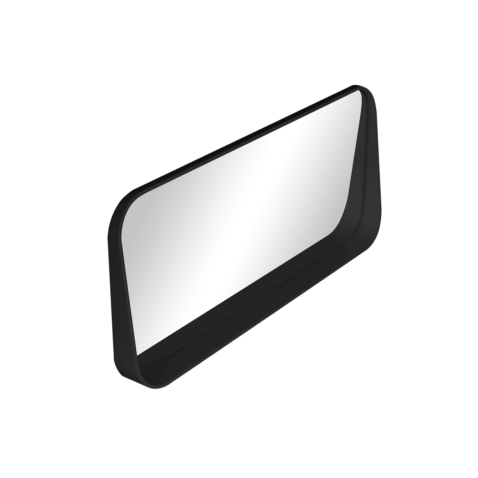 1100mm Rectangle Matte Black Mirror With Shelf gallery detail image