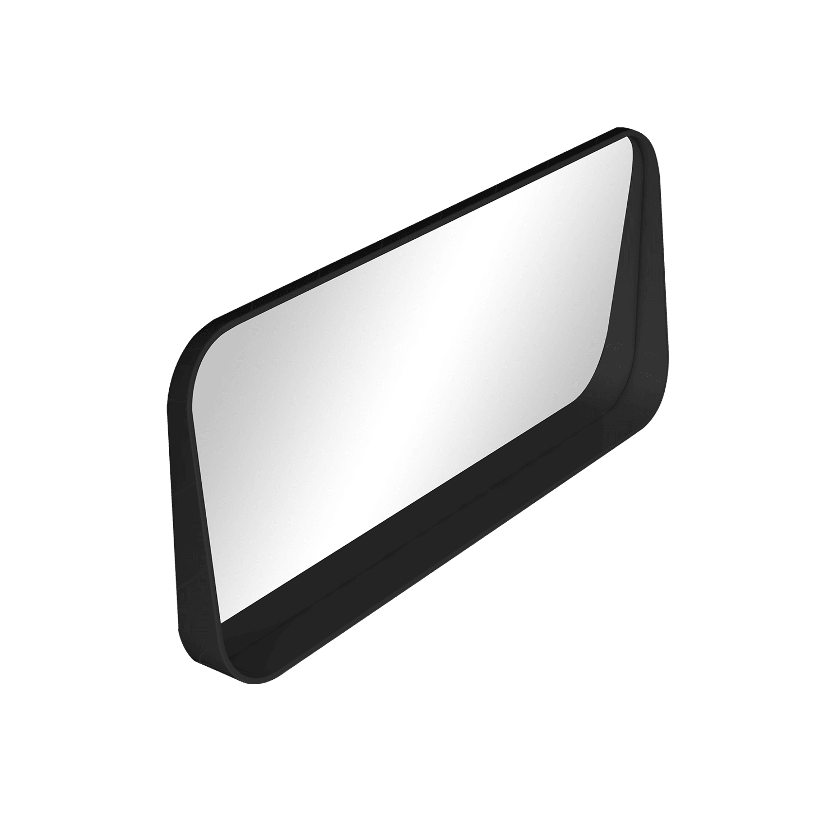 1100mm Rectangle Matte Black Mirror With Shelf gallery detail image