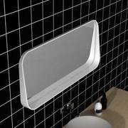 1100mm Rectangle Matte White Mirror With Shelf gallery detail image