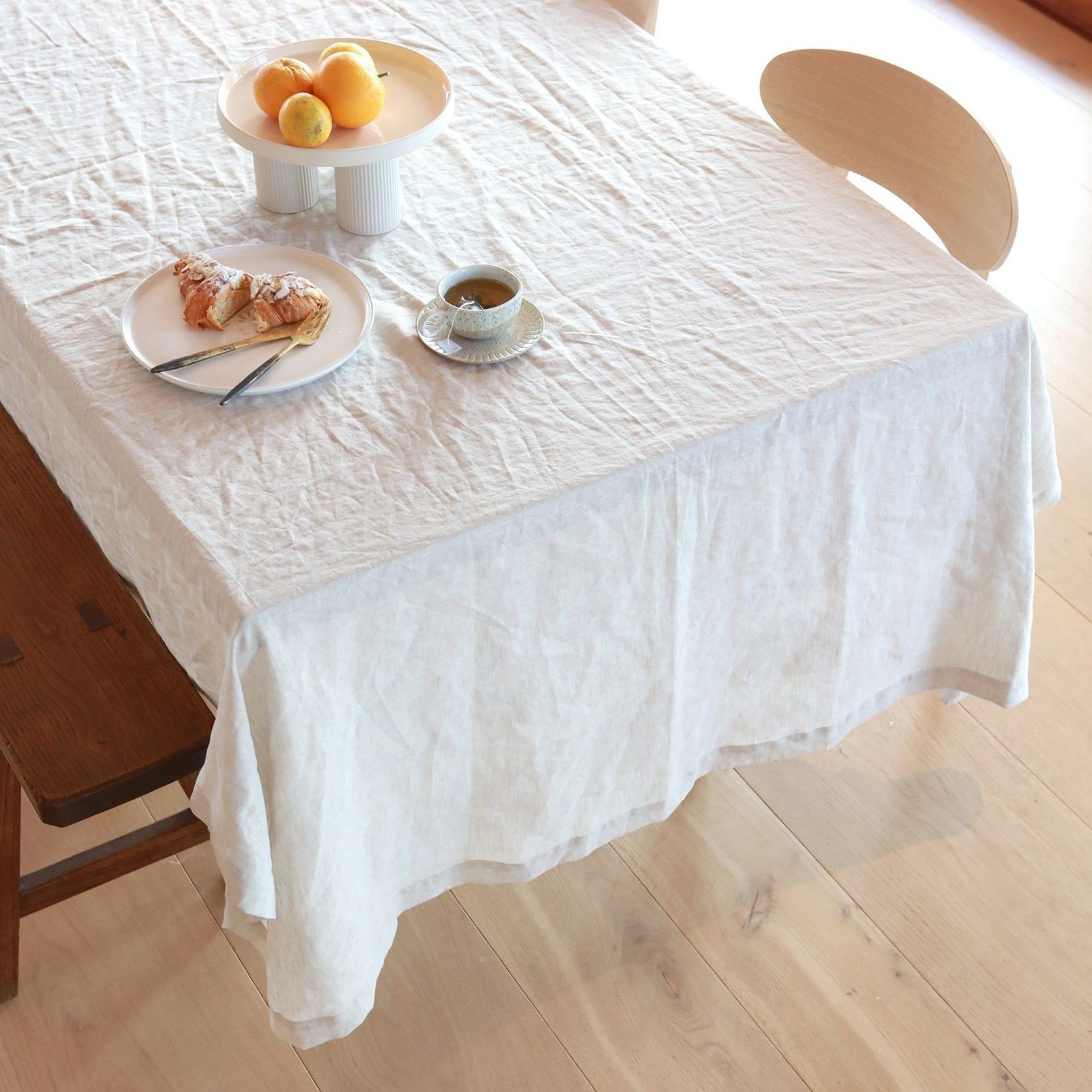 100% French Flax linen Table Cloth- Natural Oat gallery detail image