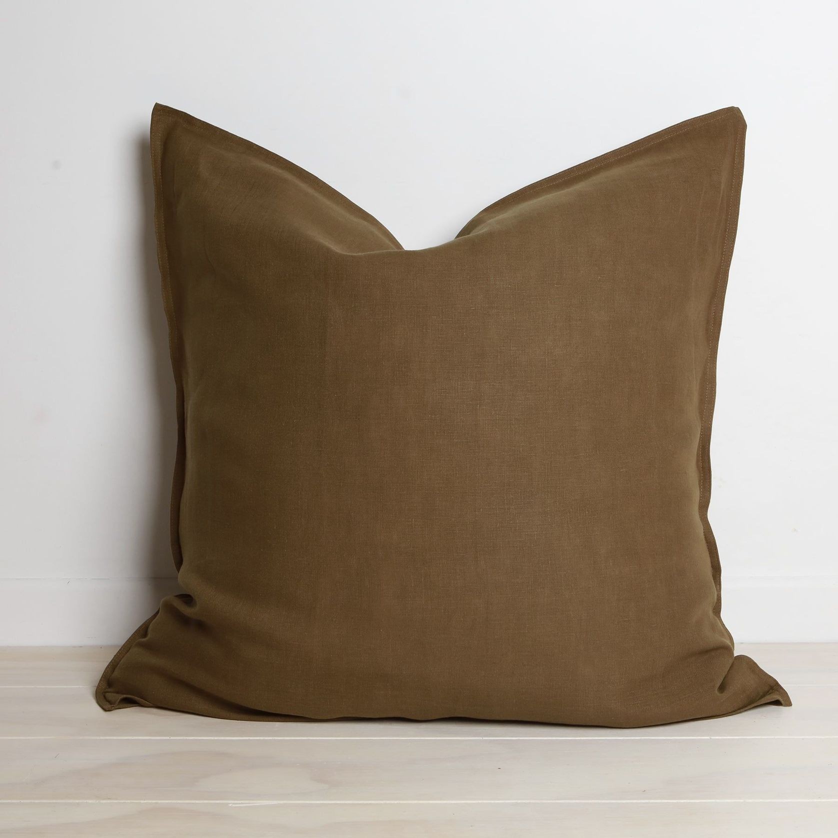 100% French Flax Linen Euro Pillowcase- Khaki gallery detail image