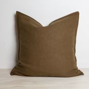 100% French Flax Linen Euro Pillowcase- Khaki gallery detail image