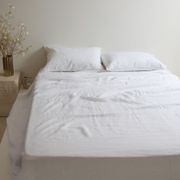 100% French Flax Linen Fitted sheet - White gallery detail image