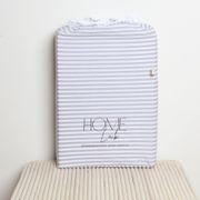 100% Stonewashed Cotton Duvet Set- Wide Light Grey Stripe gallery detail image