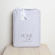 100% Stonewashed Cotton Sheet Set- Wide Light Grey Stripe gallery detail image