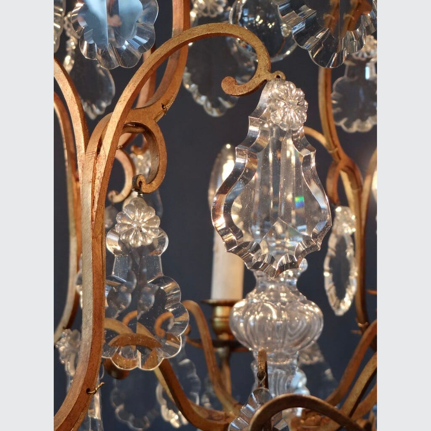 19th Century Gilded Bronze Cage Form Chandelier gallery detail image