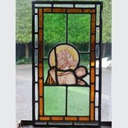 Antique Religious Stained Glass Panel of A Saint gallery detail image