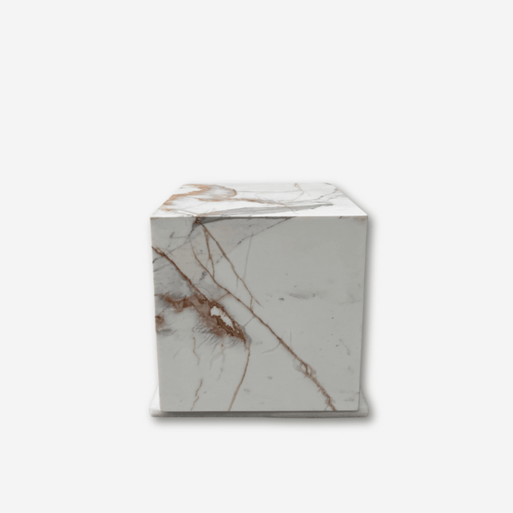 Cube Side Table - Gold Calacatta Marble | Natural Stone Co. gallery detail image