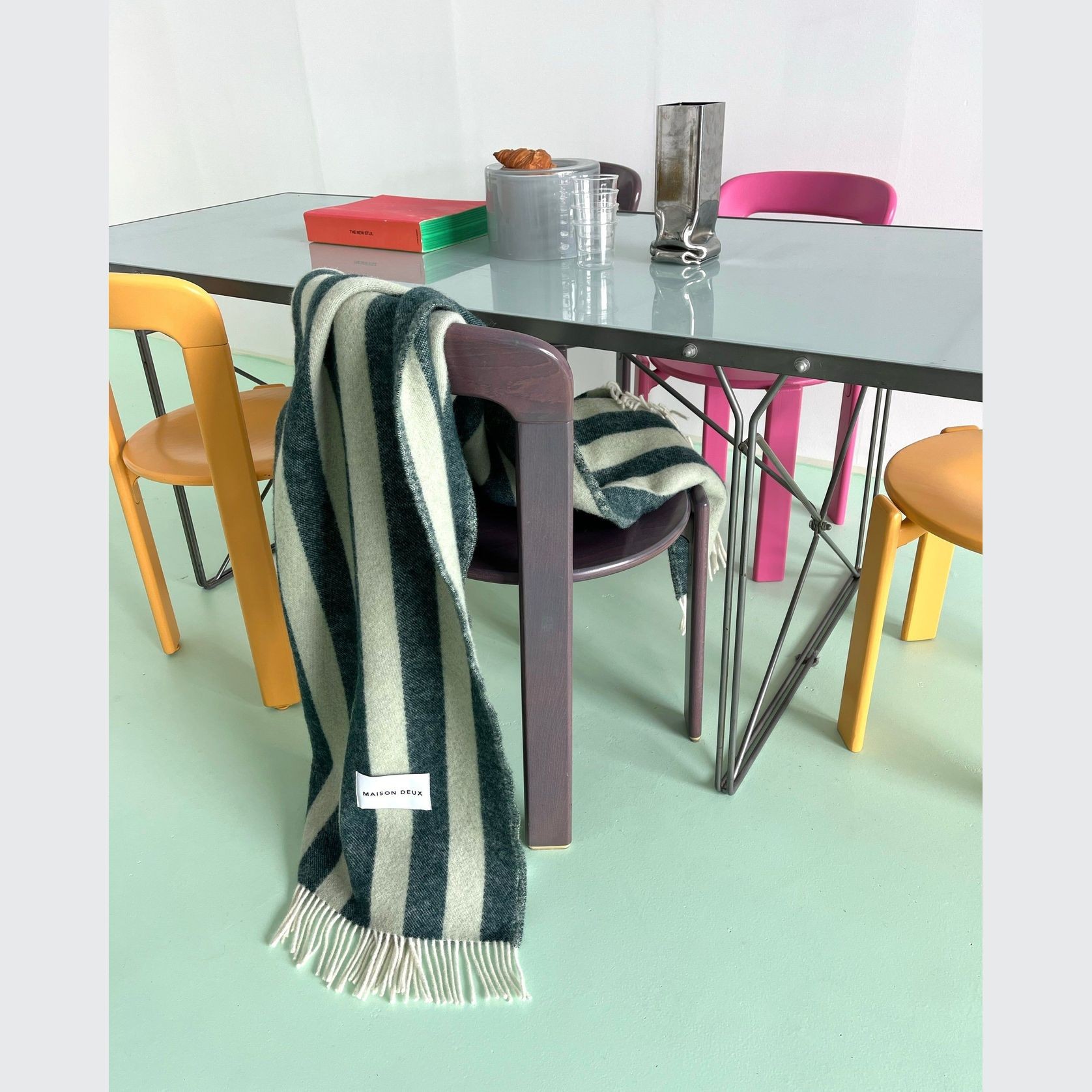 Maison Deux Candy Wrap - Green Sage | Large Reversible Wool Throw gallery detail image