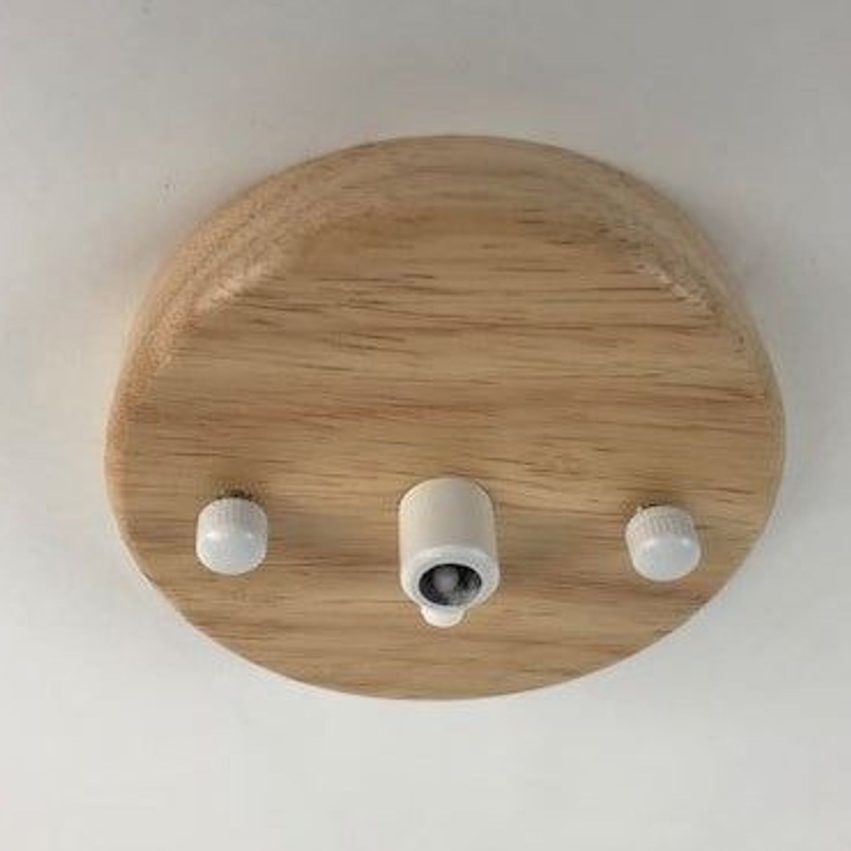 100mm Wooden Ceiling Rose - Natural With White Screws gallery detail image