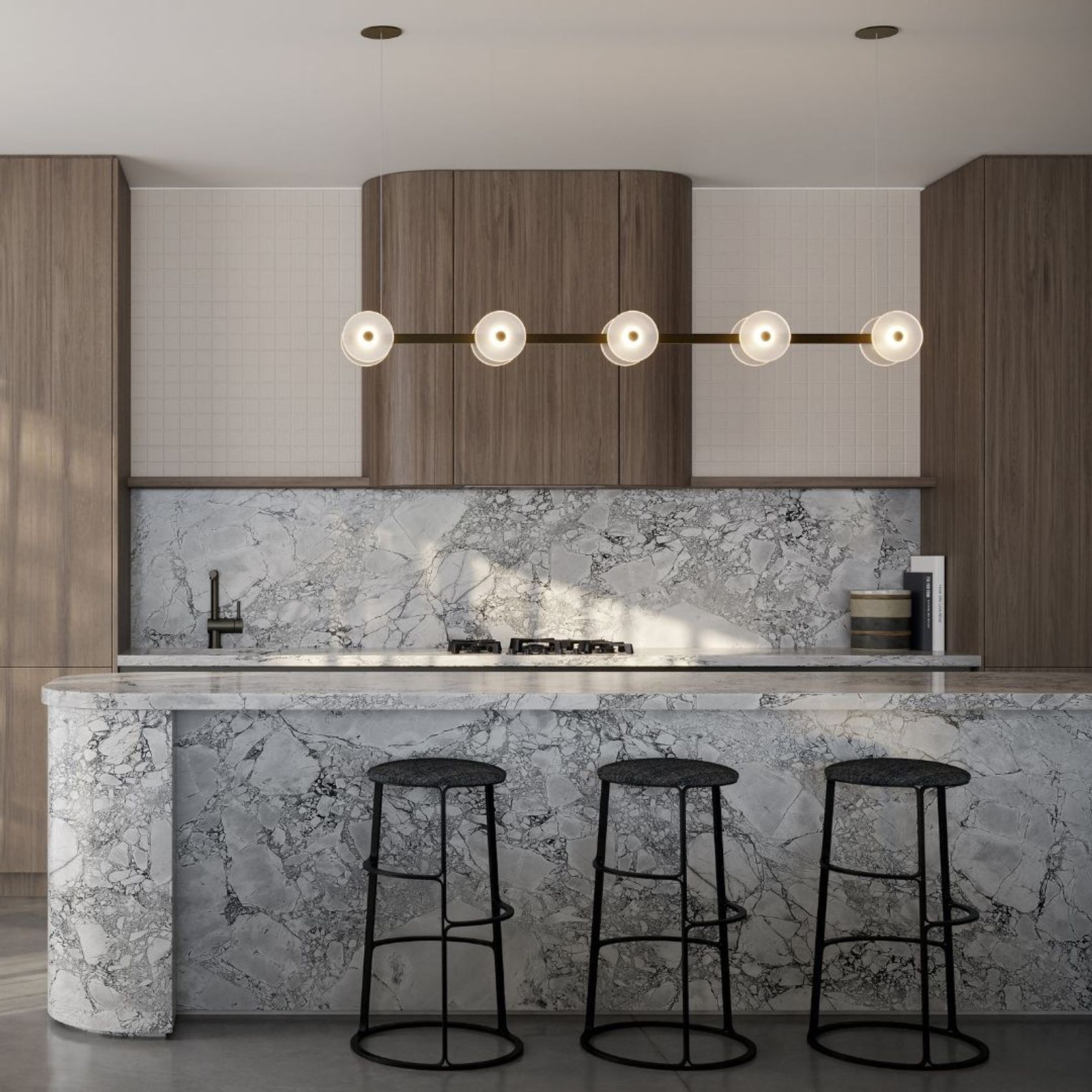 Coral Linear Bar Pendant - Frosted Glass gallery detail image