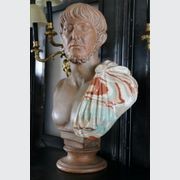 A Striking Italian Terracotta And Ceramic Roman Male Bust gallery detail image