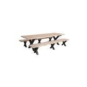 Fortico Teak X-leg Bench Seat 220cm gallery detail image