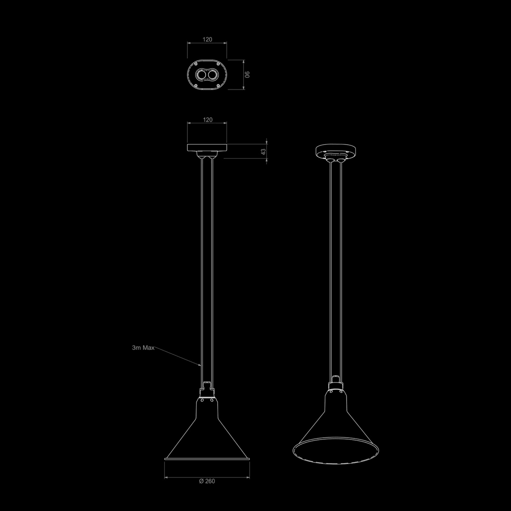 Lampe Gras N°322 Ceiling Light gallery detail image