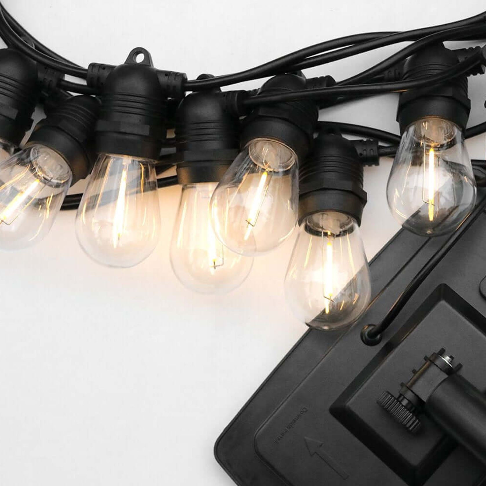 Outdoor Led Festoon String Lights - 10m Warm White Solar Powered gallery detail image