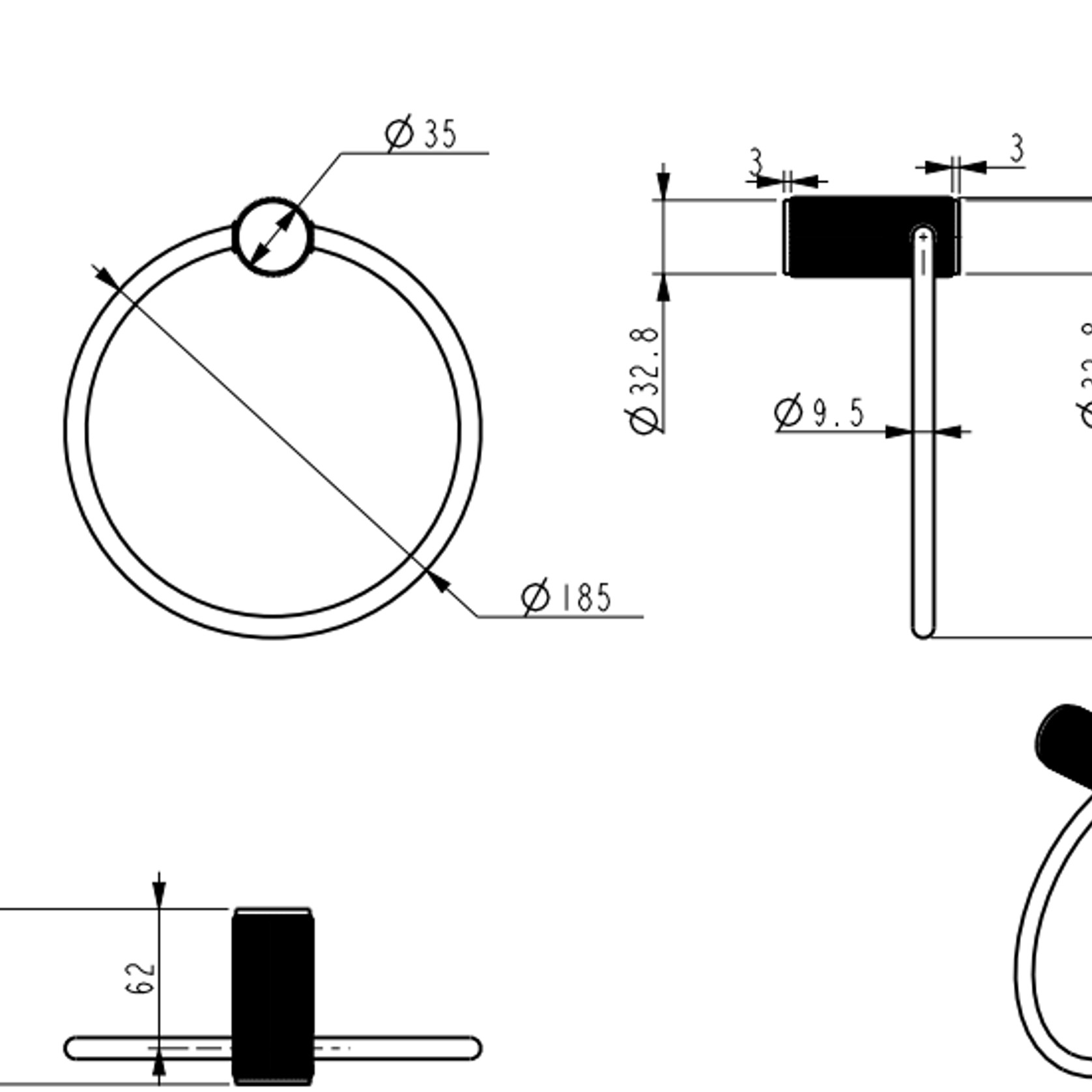 Mica Fluted Towel Ring gallery detail image
