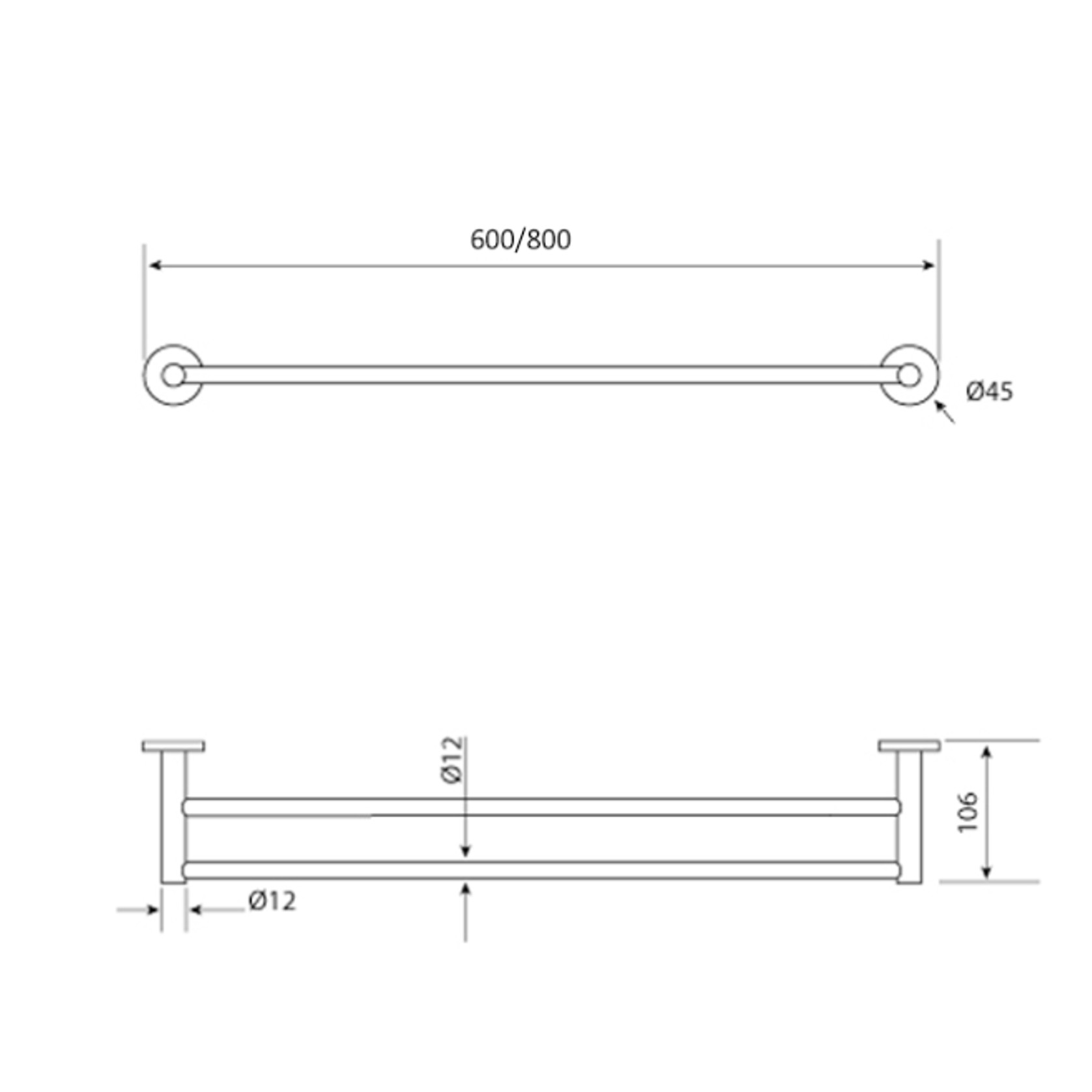 LVB Mica Double Towel Rail | 800mm gallery detail image