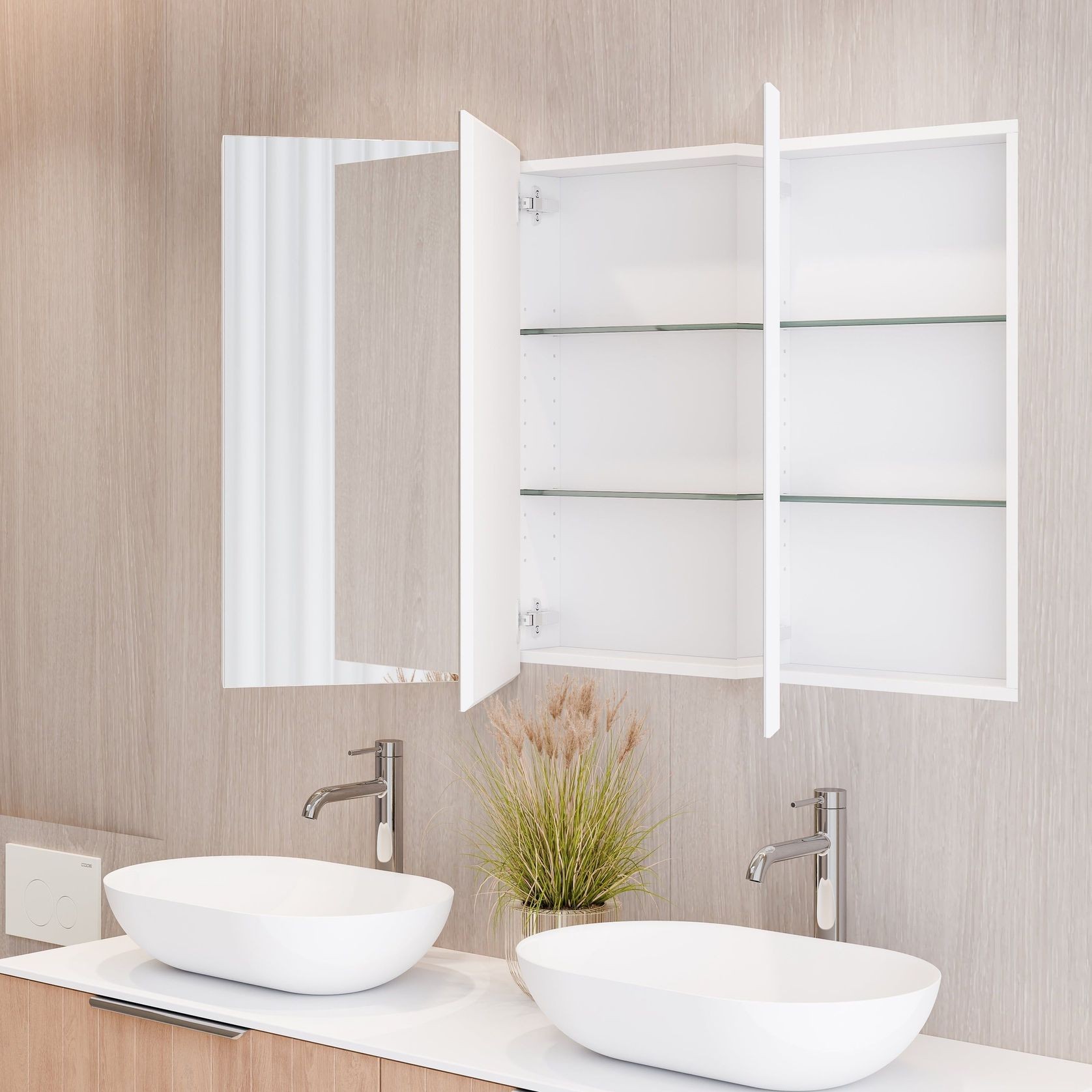 Luxe 1200mm Mirror Cabinet With Demister | 3 Door gallery detail image