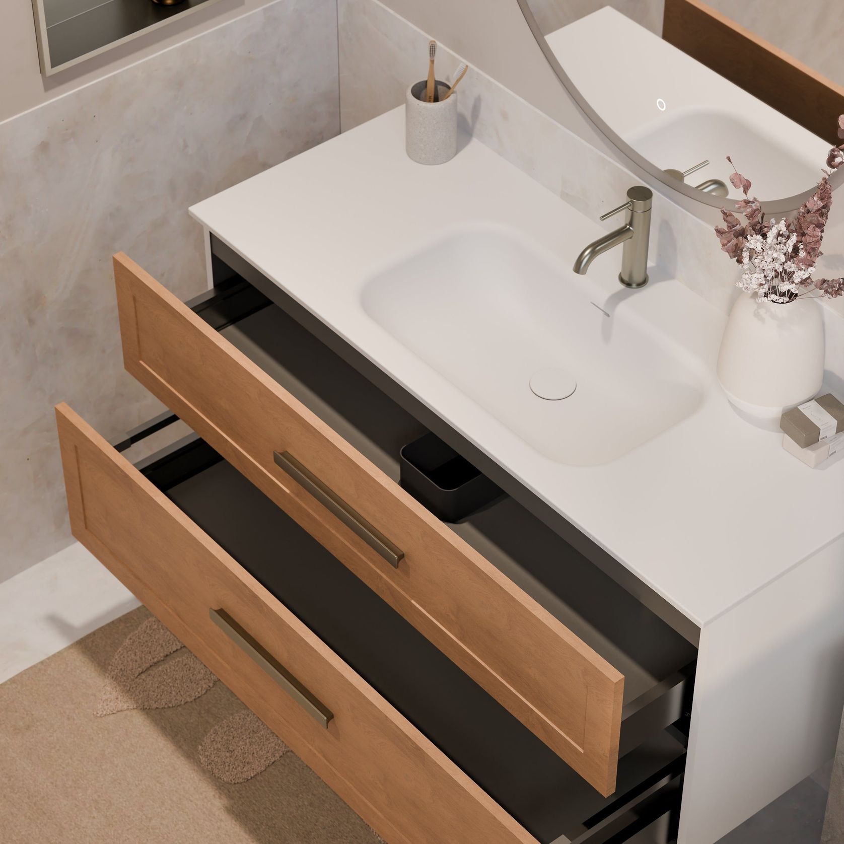 Lineare 1200 Loft Double Drawer Vanity gallery detail image