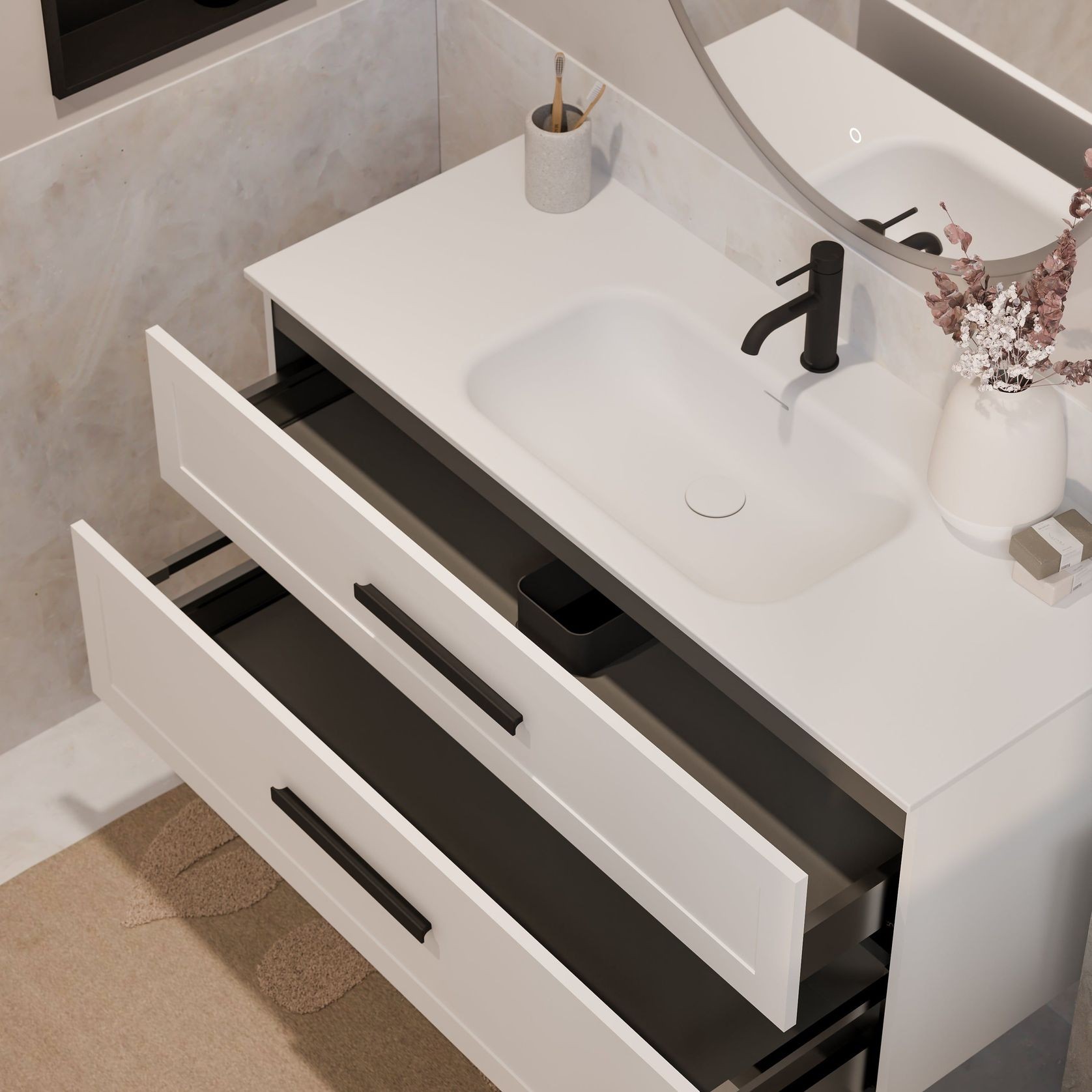 Lineare 1200 Loft Double Drawer Vanity gallery detail image