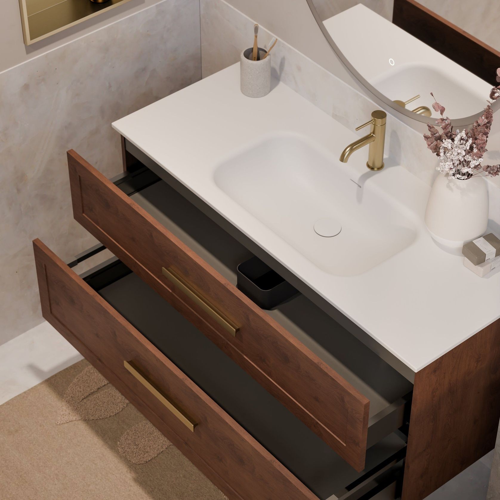 Lineare 1200 Loft Double Drawer Vanity gallery detail image