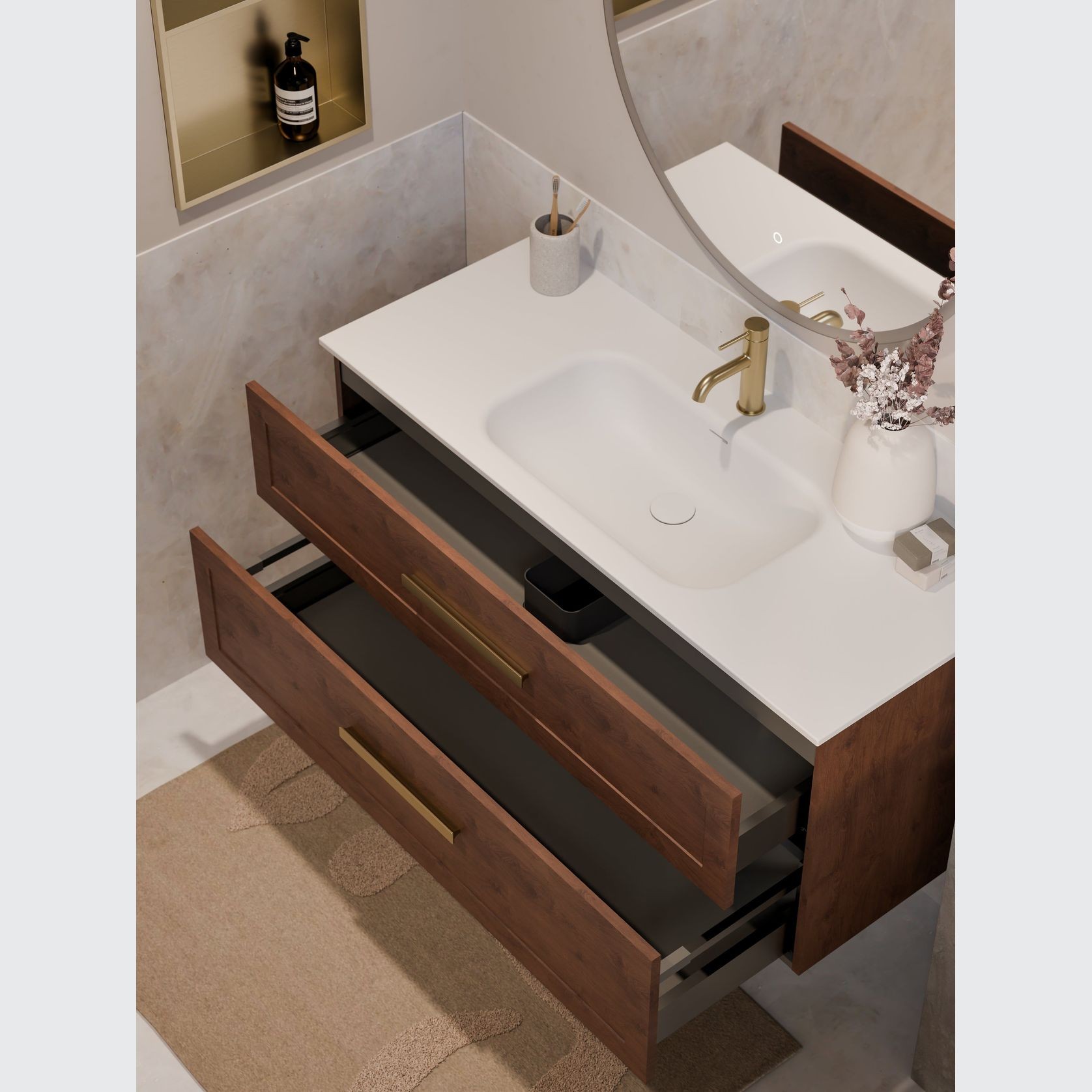 Lineare 1200 Loft Double Drawer Vanity gallery detail image