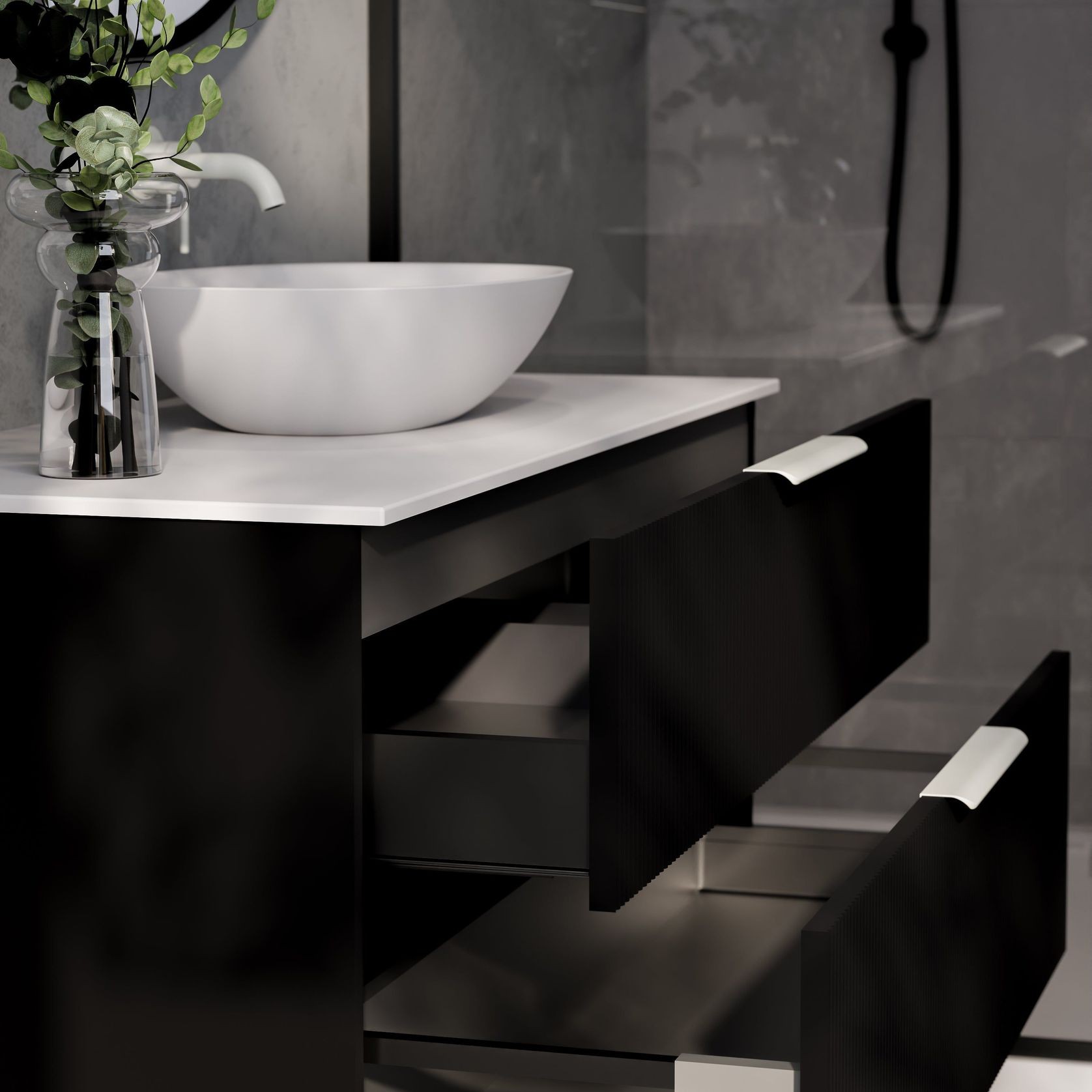 Lineare 1200 Pillar Double Drawer Vanity gallery detail image