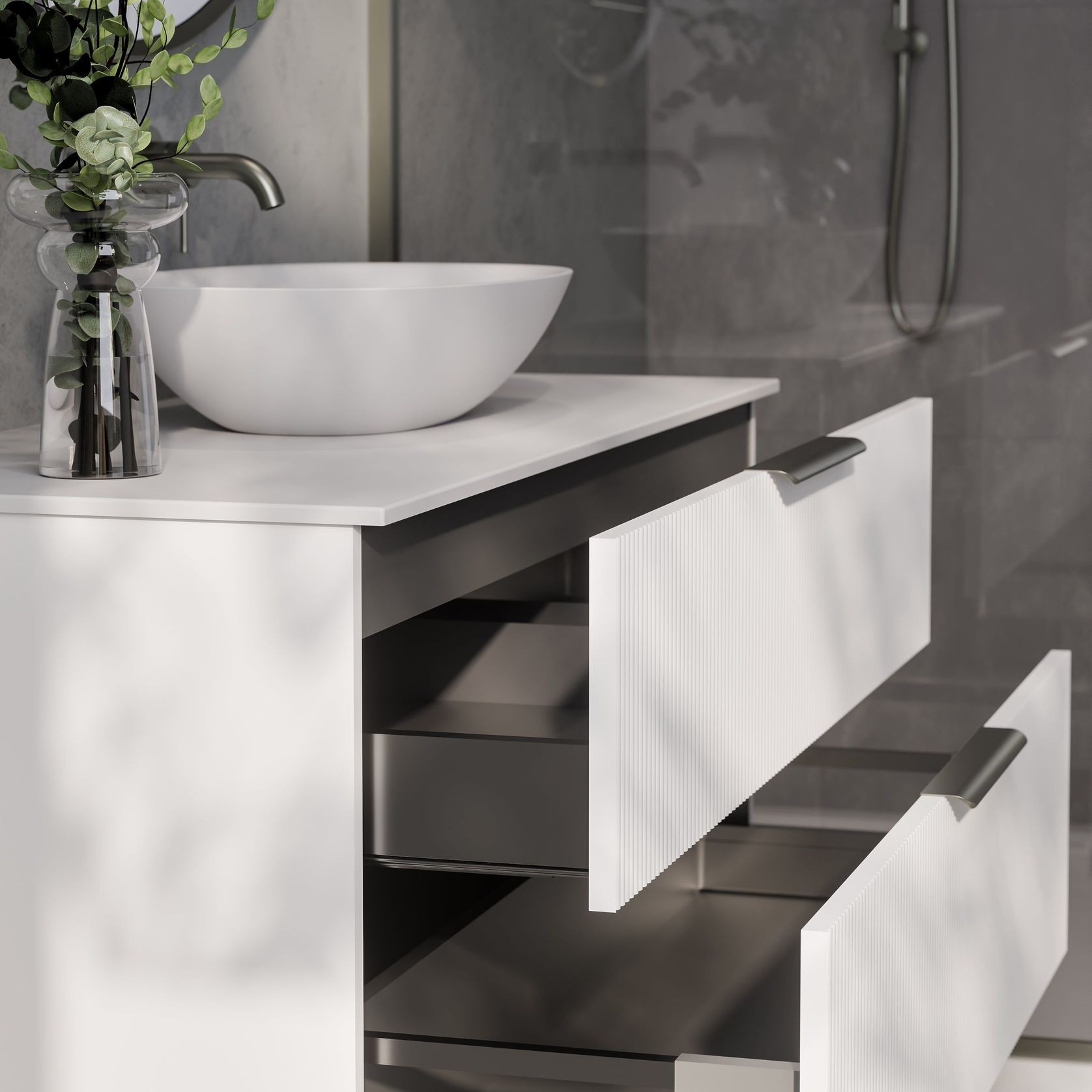 Lineare 1200 Pillar Double Drawer Vanity gallery detail image