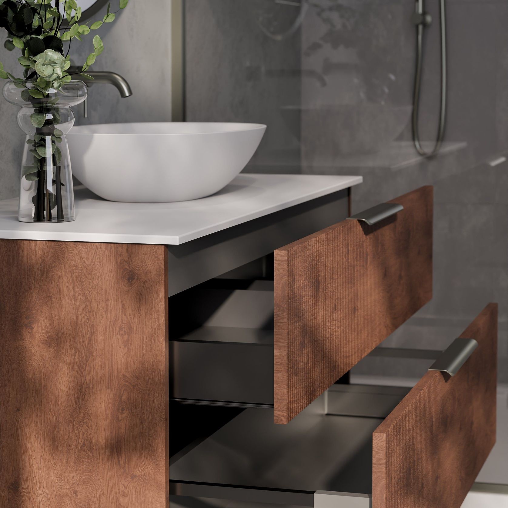 Lineare 1200 Pillar Double Drawer Vanity gallery detail image