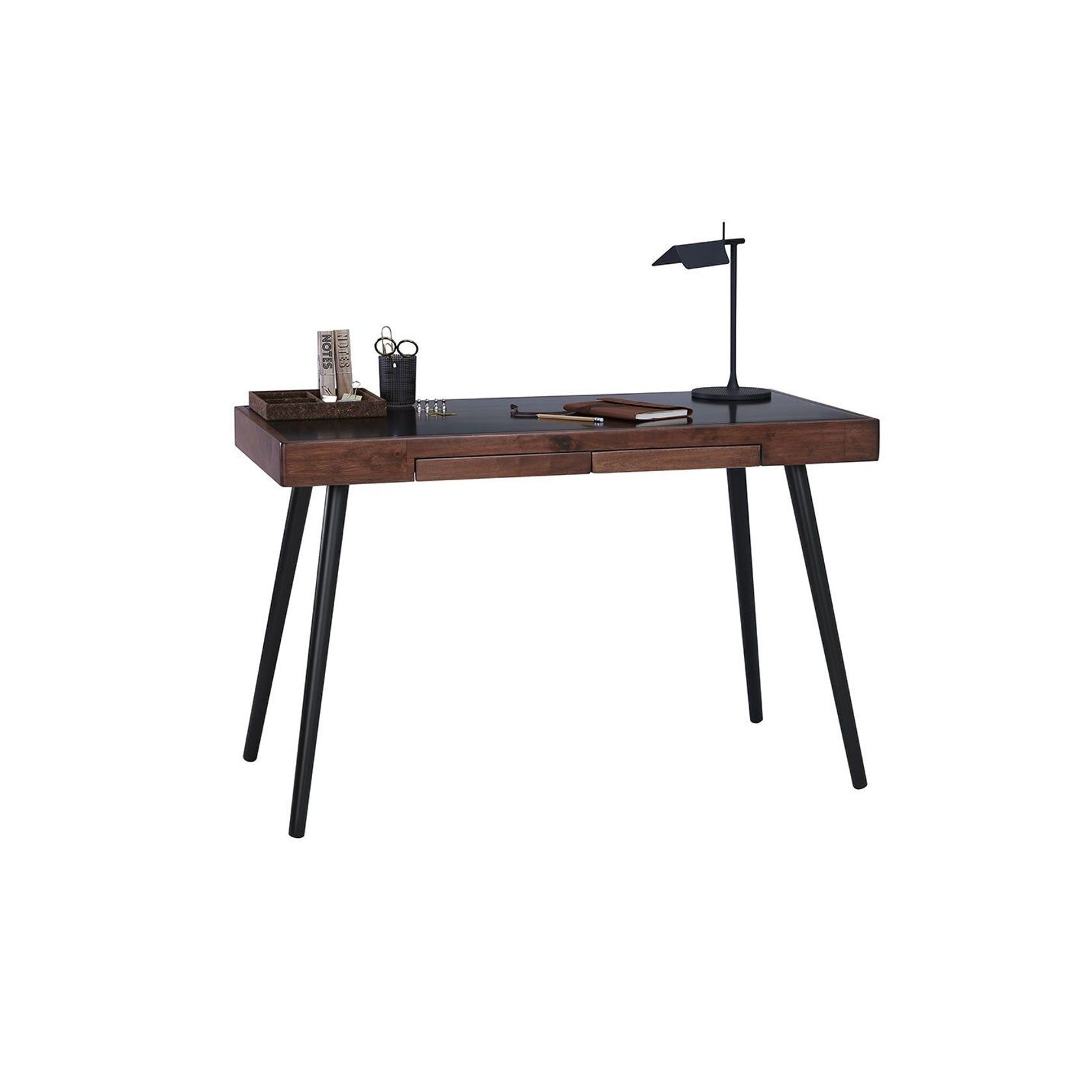 RETH Study Desk 120cm - Walnut & Black gallery detail image