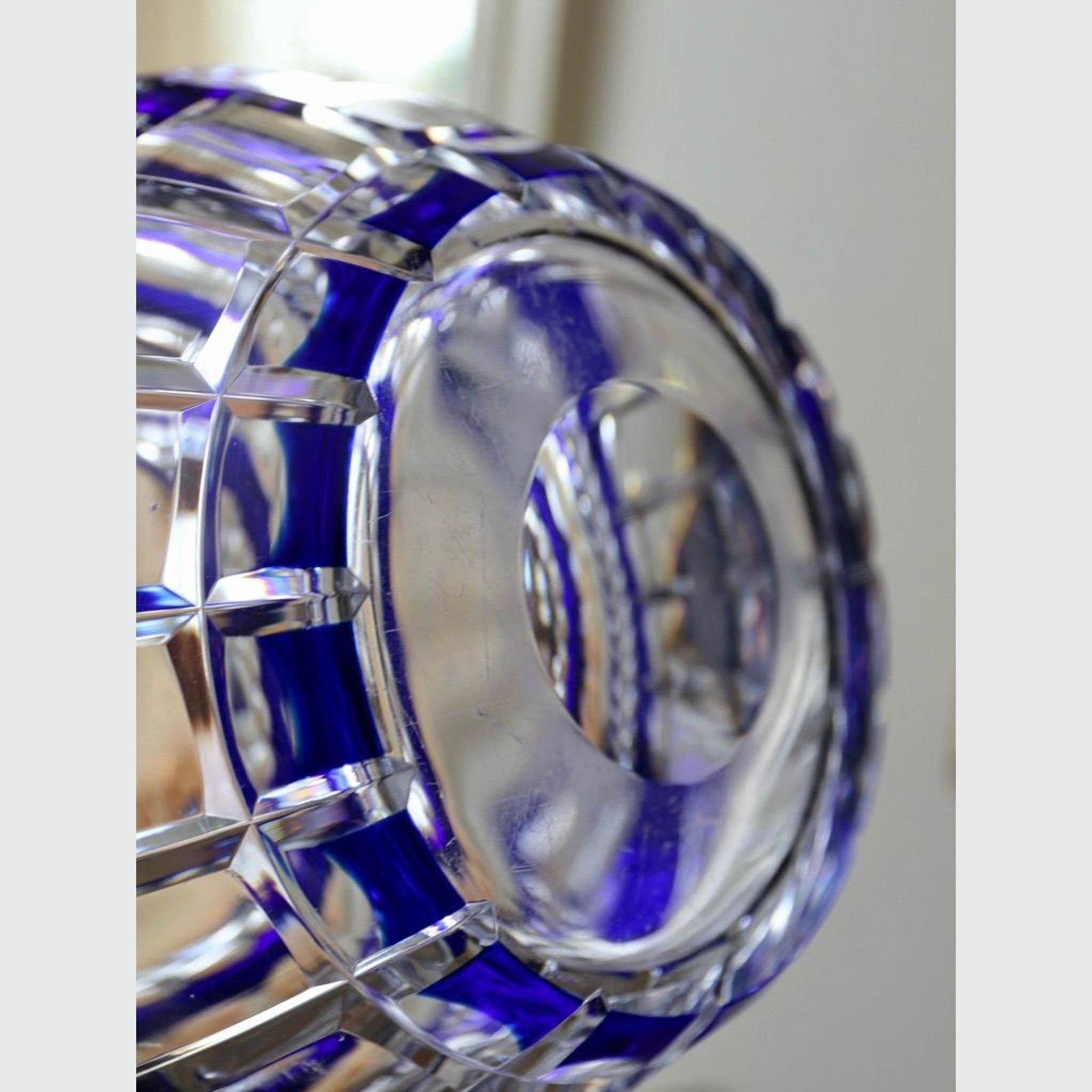 Val St Lambert Cobalt Blue Crystal Pique Fleur gallery detail image