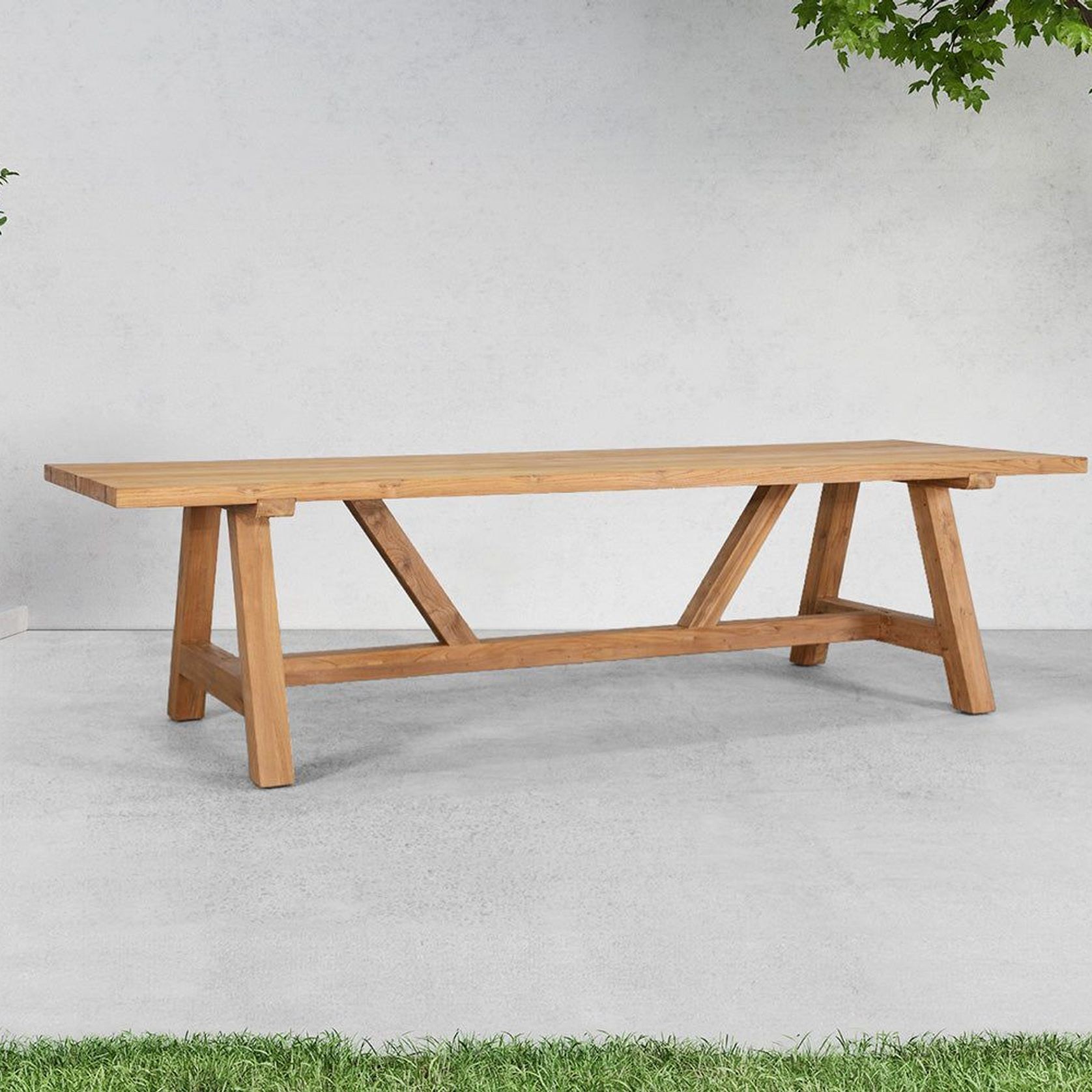 Stalwart Teak Trestle Dining Table 300cm gallery detail image