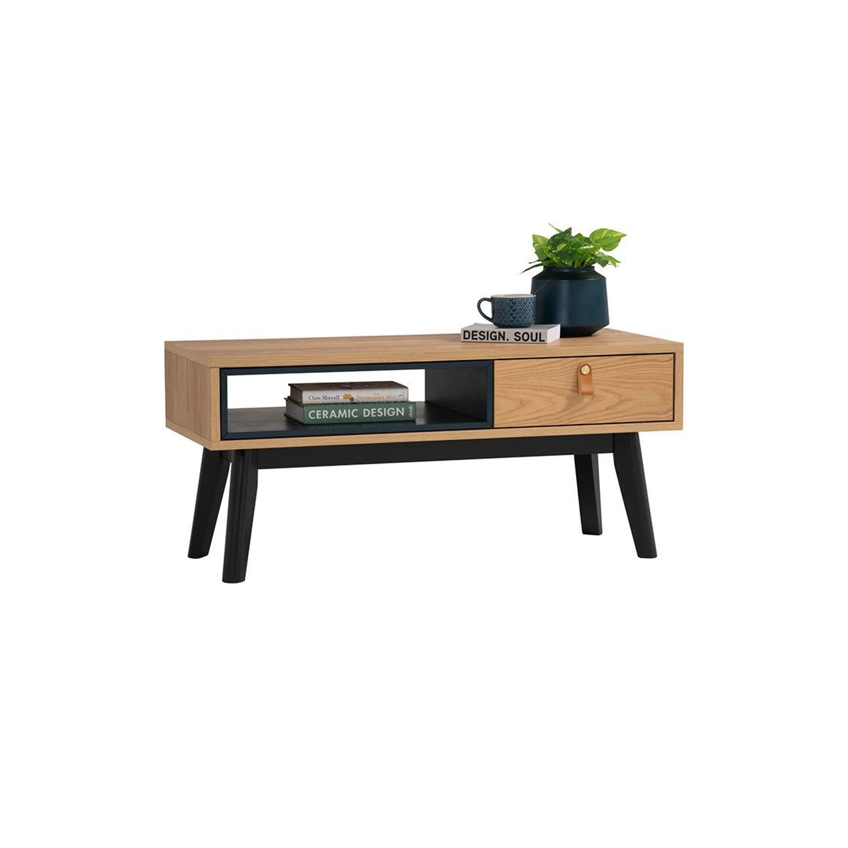 CASTOR Coffee Table 100cm - Natural, Navy Blue & Black gallery detail image