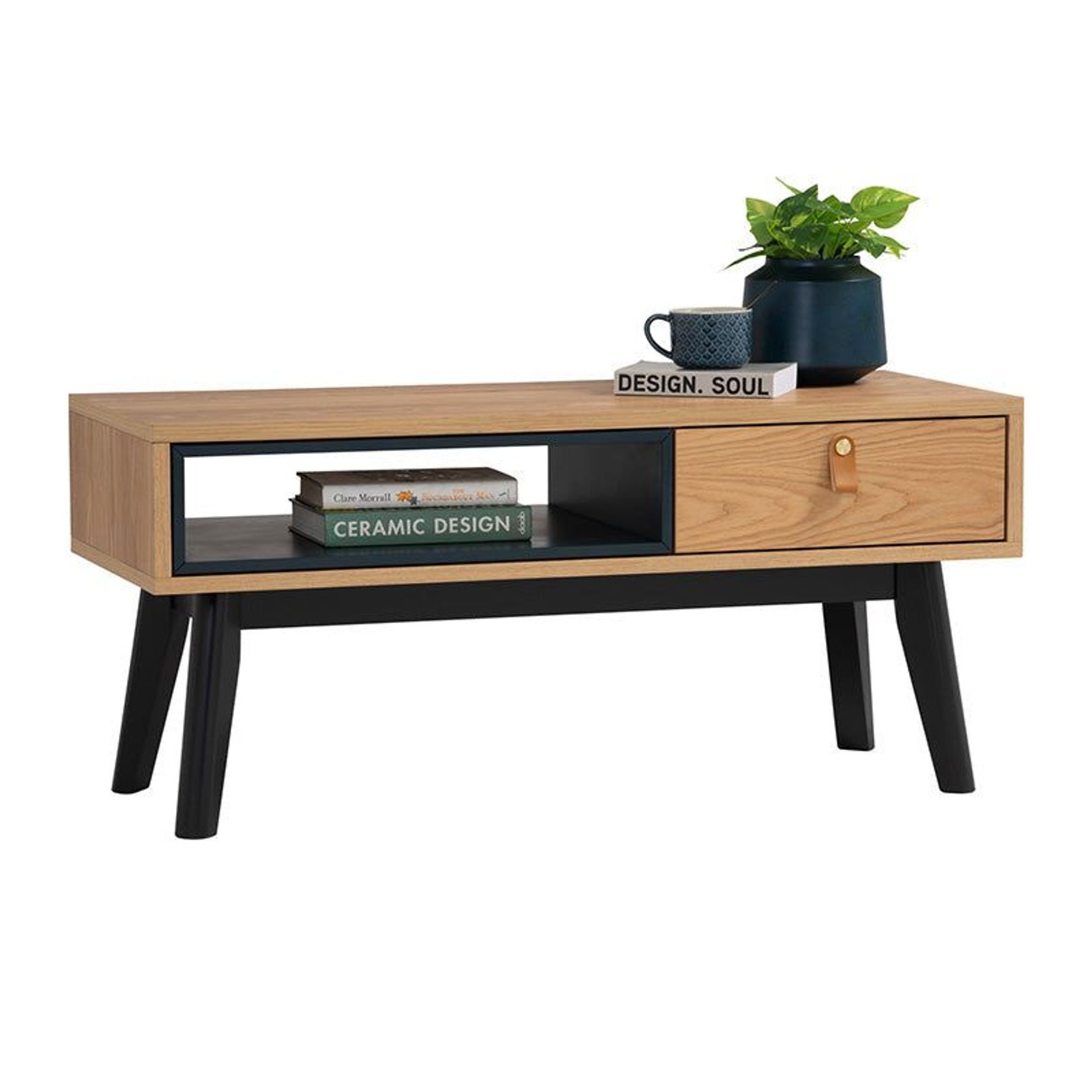 CASTOR Coffee Table 100cm - Natural, Navy Blue & Black gallery detail image